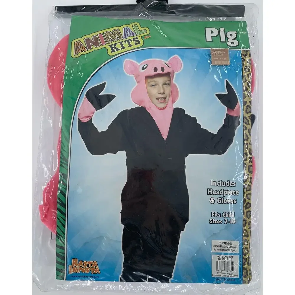 Rasta Imposta Costume Childs Pig Size 7-10 Animal Kits Headpiece Gloves Pink
